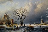Charles Henri Joseph Leickert A Winter Landscape with Figures near a Castle painting